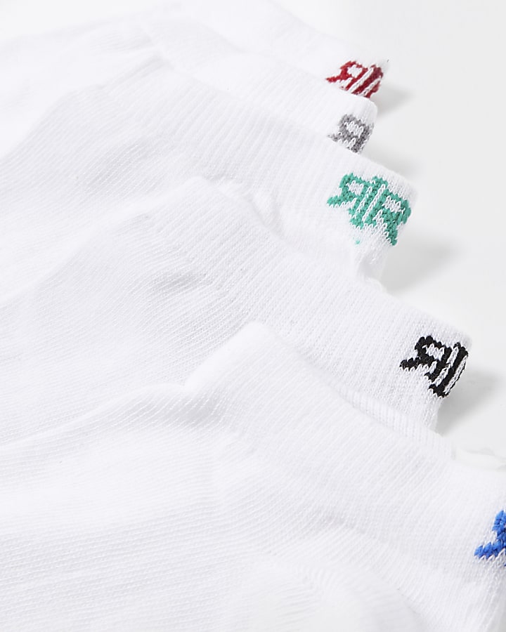 White ‘RI’ trainer socks 5 pack