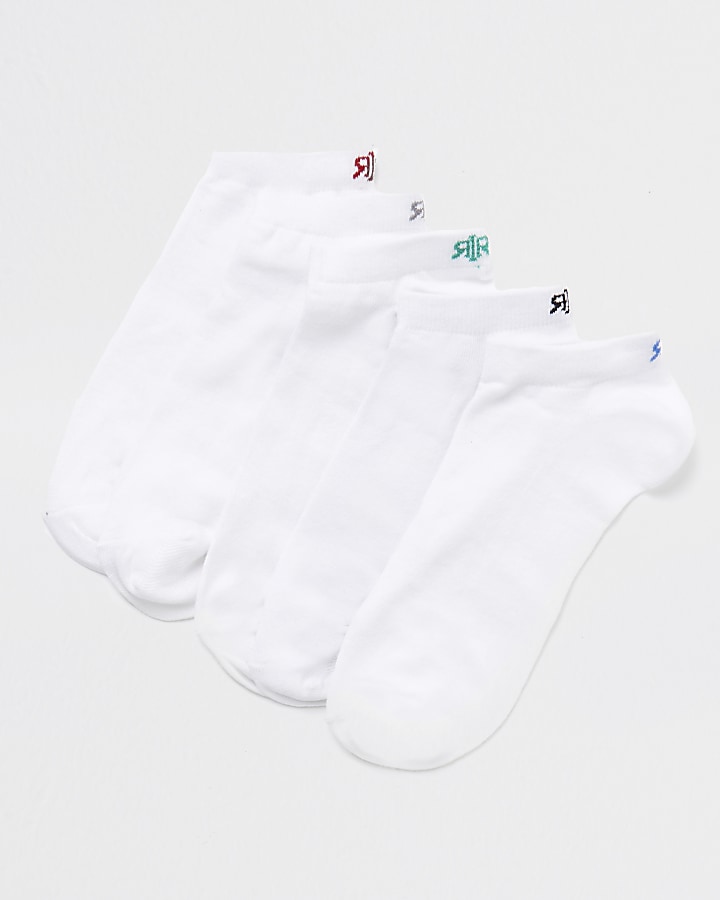 White ‘RI’ trainer socks 5 pack