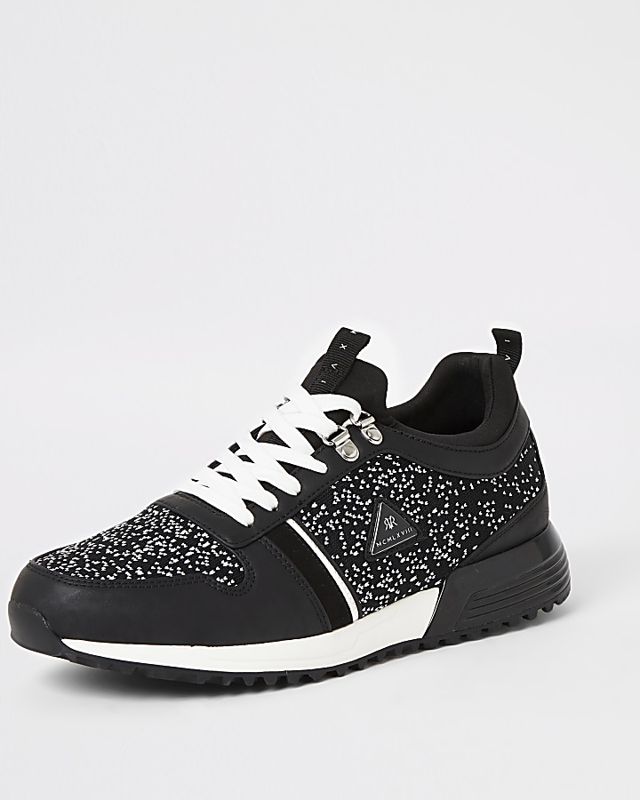 MCMLX black knitted lace-up trainers