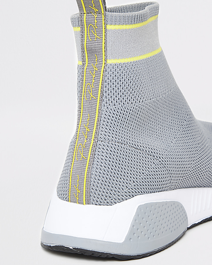 Prolific grey knitted high top sock trainers