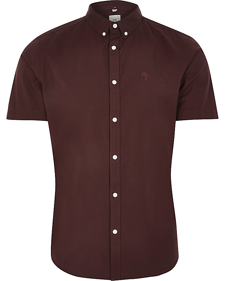 Maison Riviera red short sleeve Oxford shirt