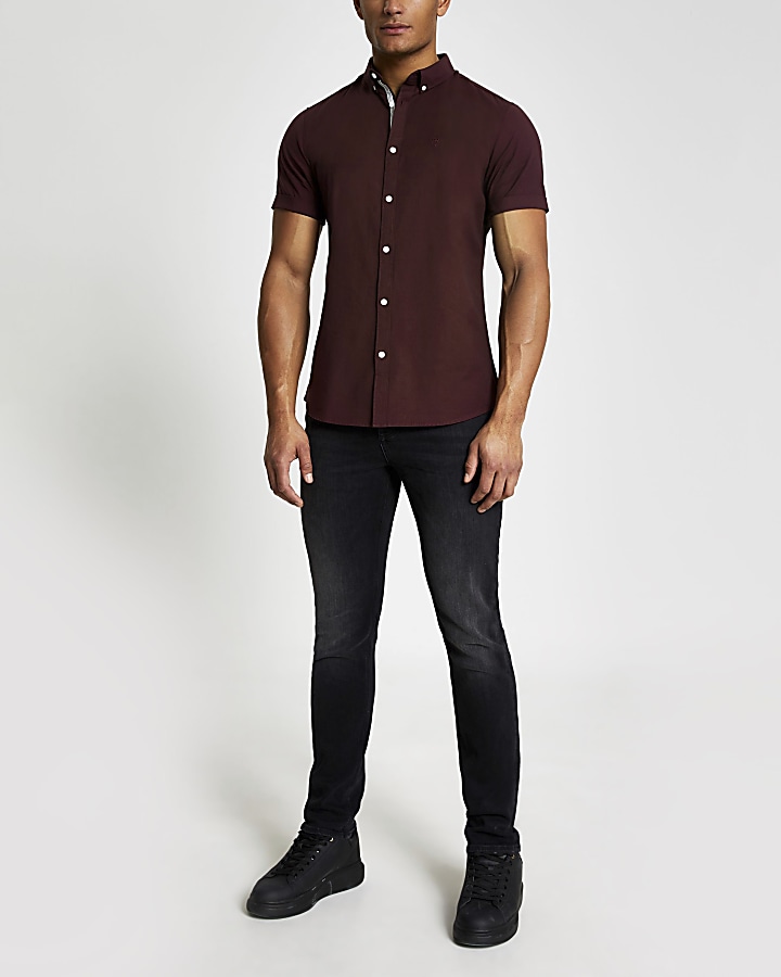 Maison Riviera red short sleeve Oxford shirt