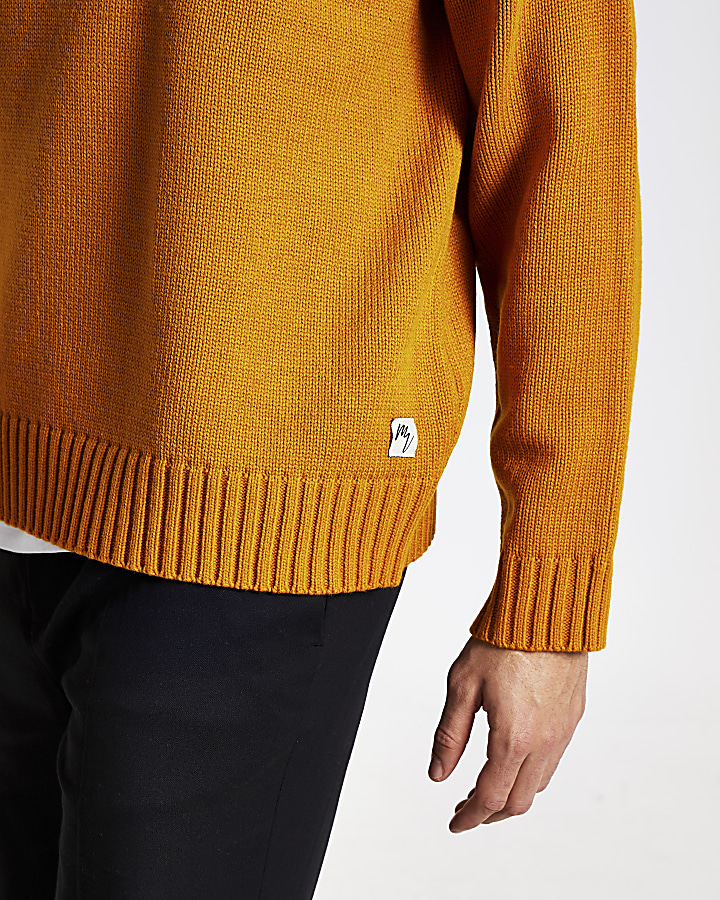 Mustard long sleeve oversized knitted jumper