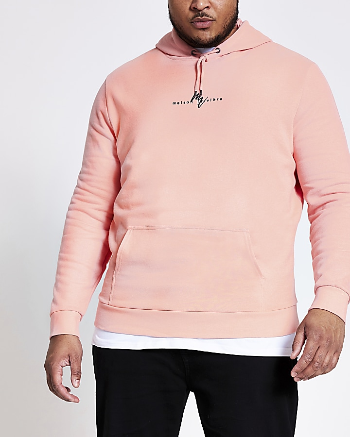 Big and Tall Maison Riviera coral hoodie
