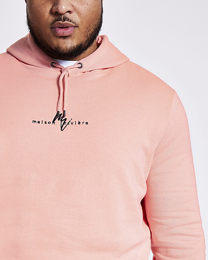 Big and Tall Maison Riviera coral hoodie