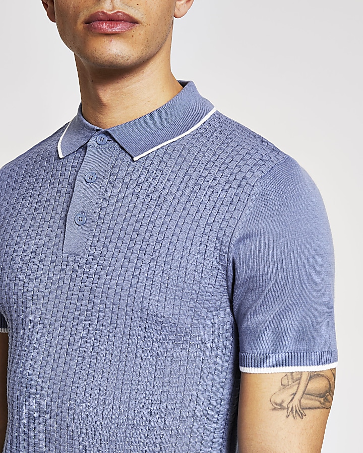 Maison Riviera blue short sleeve polo shirt
