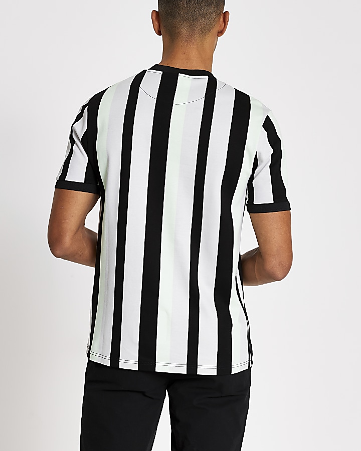 Green colour block stripe slim fit T-shirt