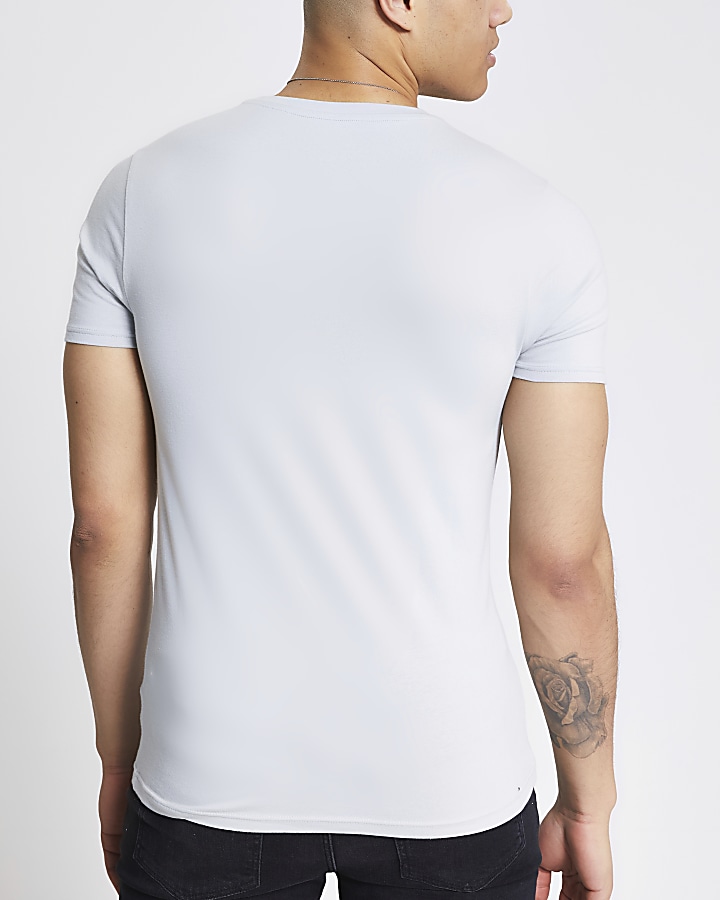 Grey short sleeve muscle fit T-shirt