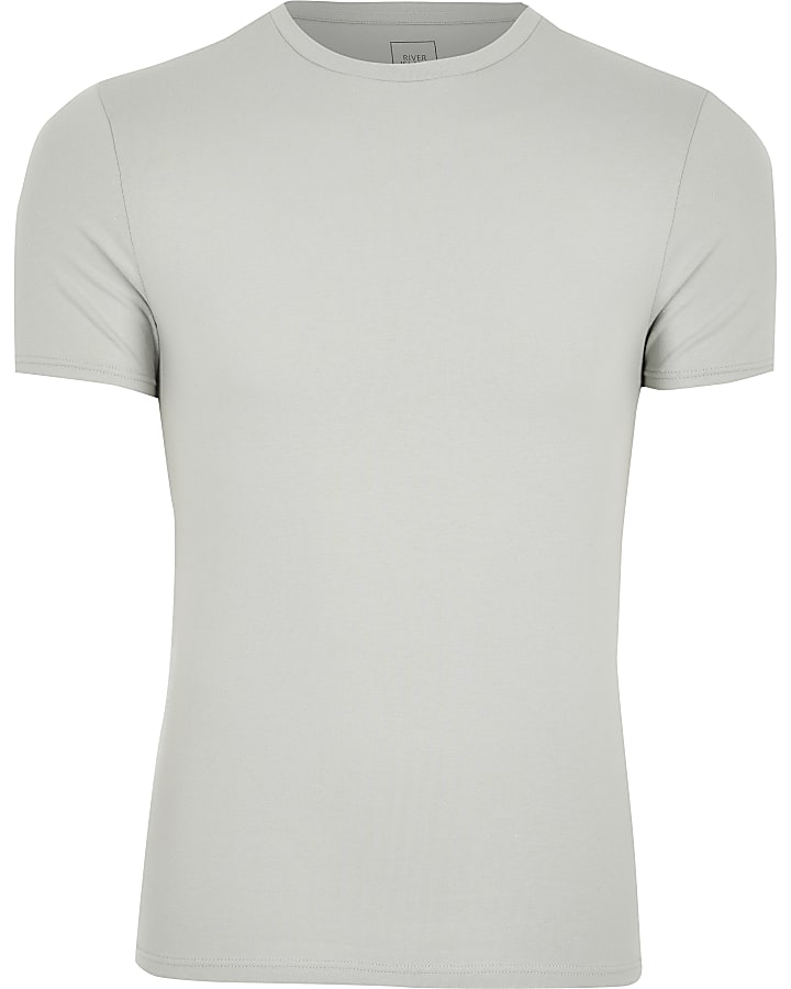 Grey short sleeve muscle fit T-shirt
