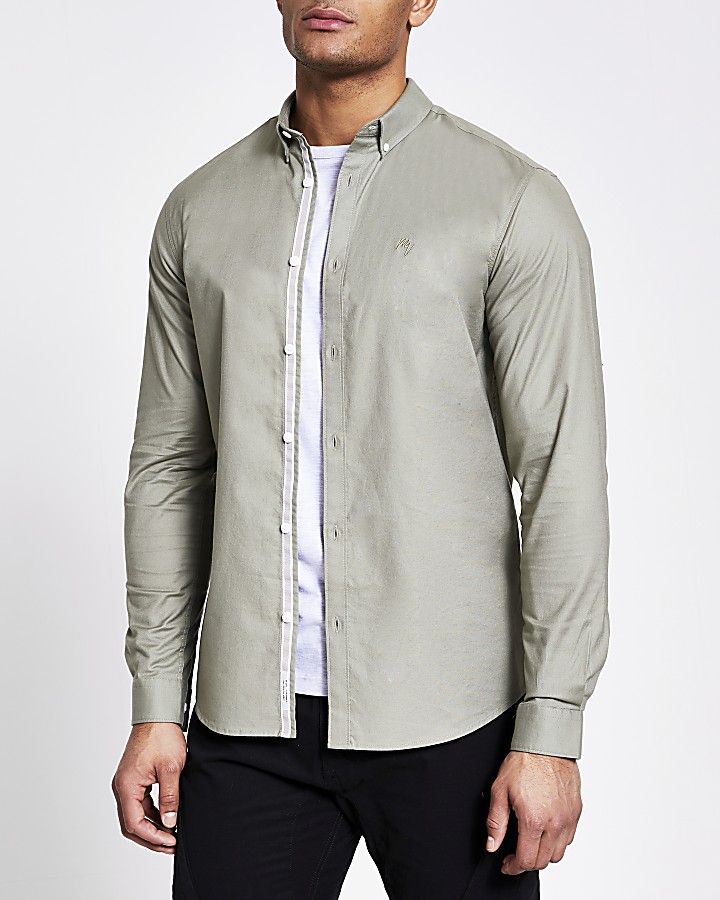Maison Riviera green long sleeve Oxford shirt
