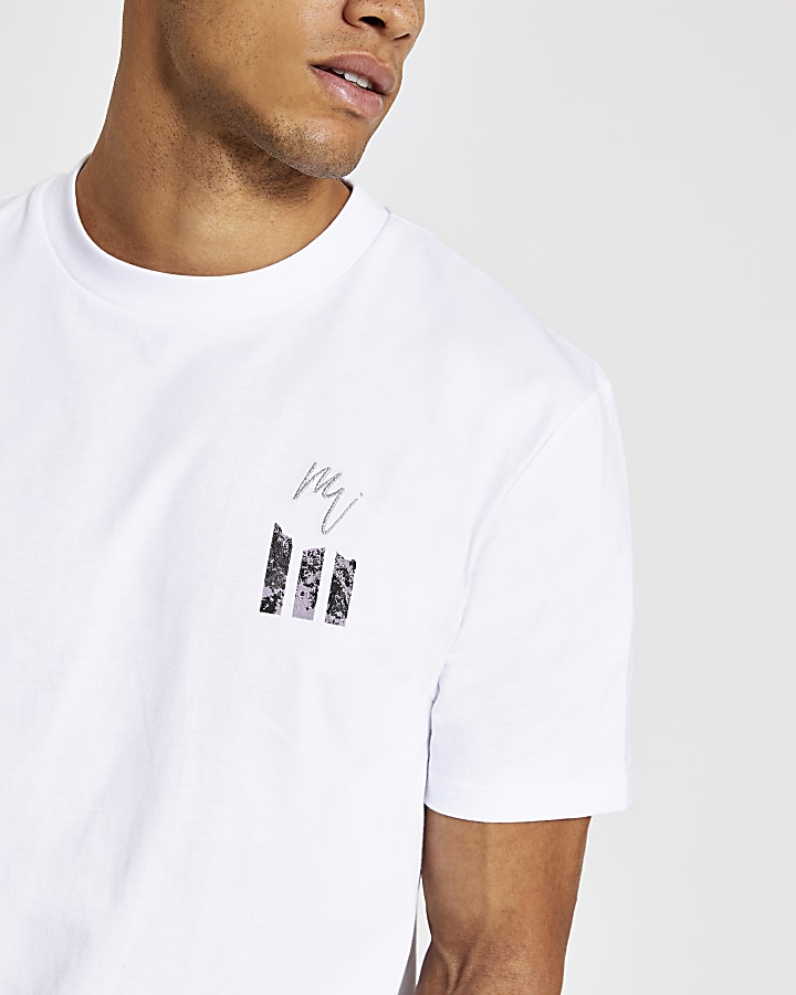 Maison Riviera white print slim fit T-shirt