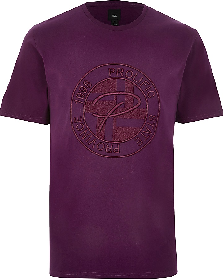 Prolific purple embossed slim fit T-shirt