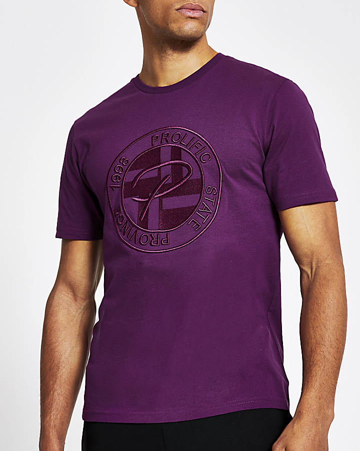Prolific purple embossed slim fit T-shirt