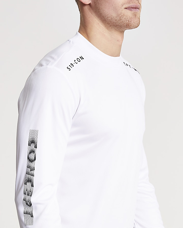 Concept white slim fit long sleeve T-shirt