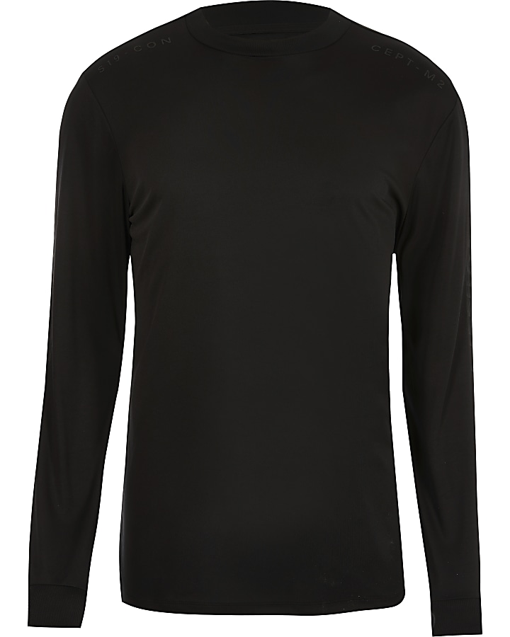 Concept black slim fit long sleeve T-shirt
