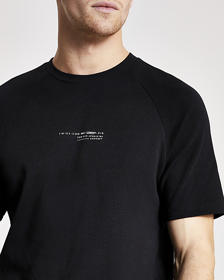 Concept white slim fit chest print-shirt