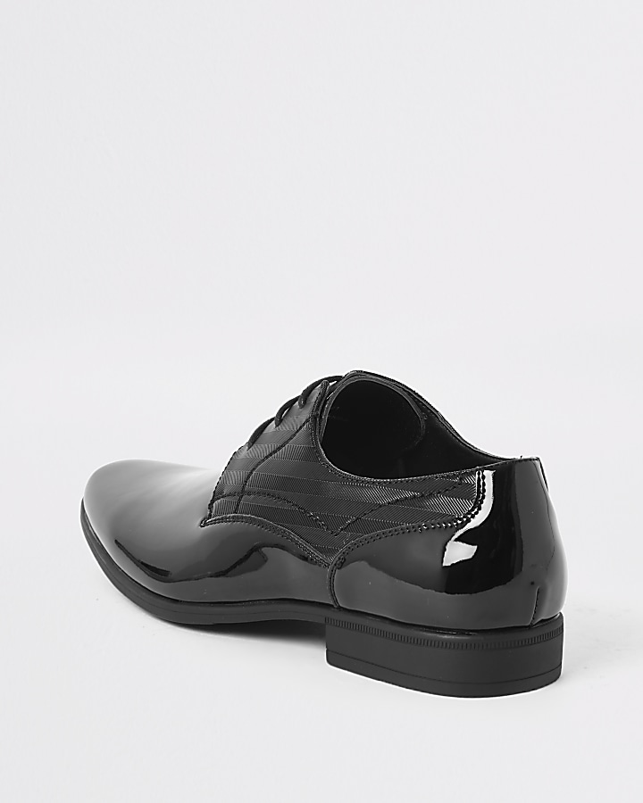 Black patent embossed derby shoes