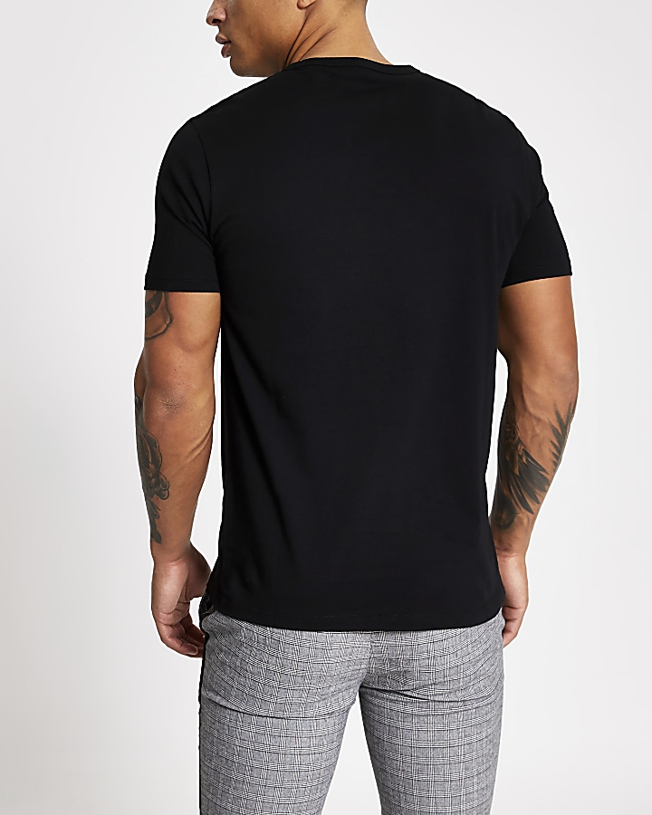 R96 black short sleeve slim fit T-shirt