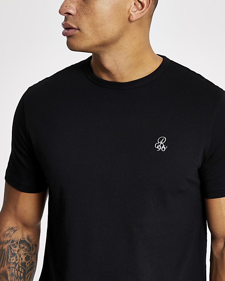 R96 black short sleeve slim fit T-shirt
