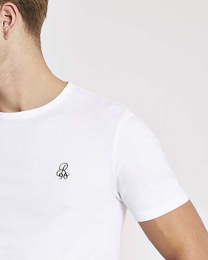 R96 white short sleeve slim fit T-shirt