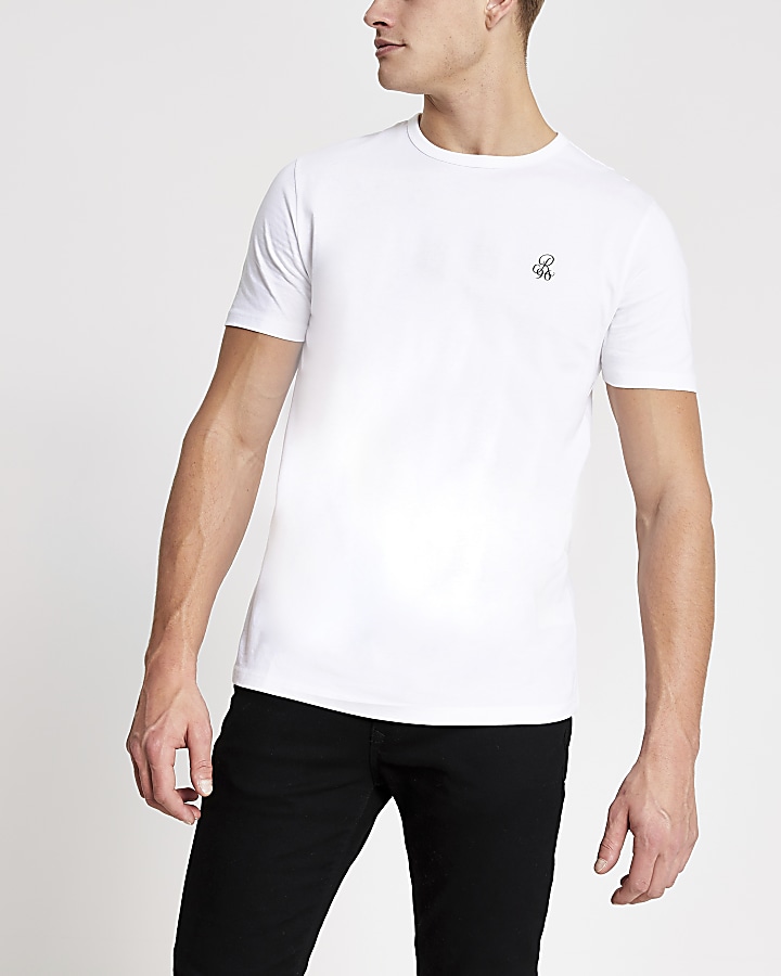 R96 white short sleeve slim fit T-shirt