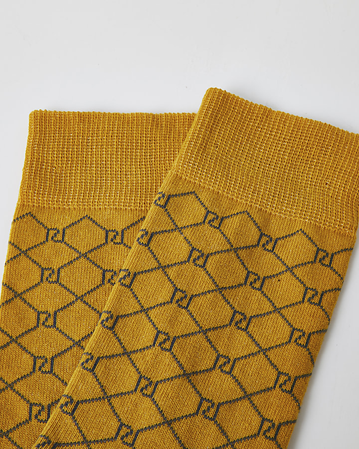 Yellow RI monogram socks