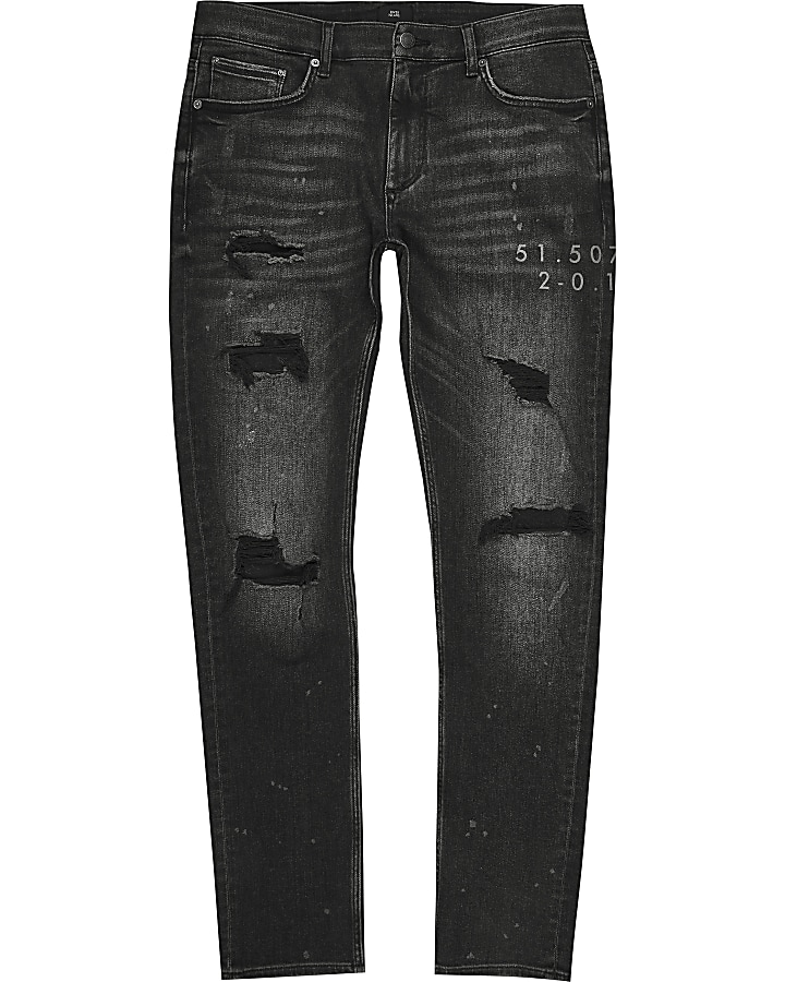 Black ripped Sid super skinny jeans