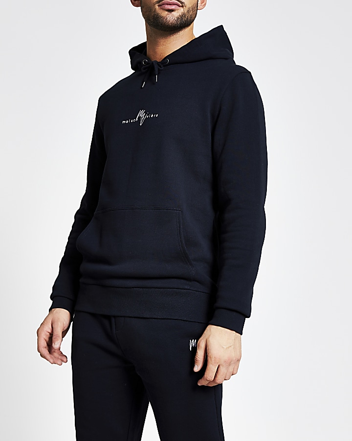 Maison Riviera navy slim fit hoodie