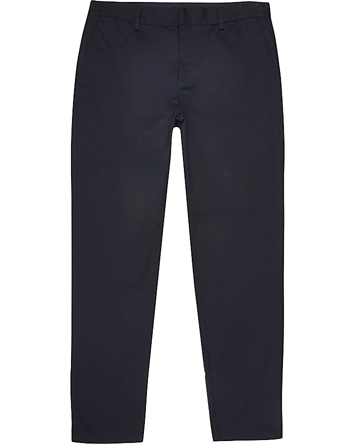 Big and Tall navy slim fit chino trousers