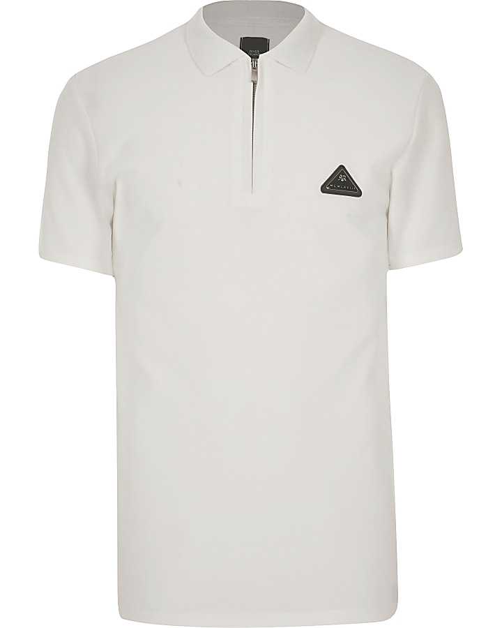MCMLX white slim fit short sleeve polo shirt