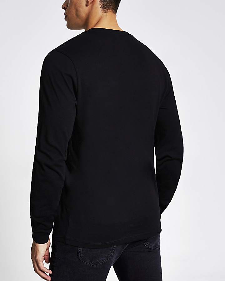 Black 'Unkwn' long sleeve slim fit T-shirt