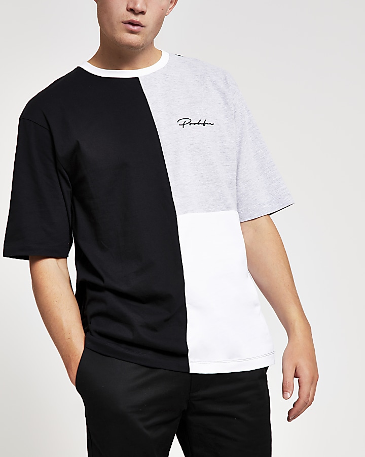 Prolific white colour block oversized T-shirt