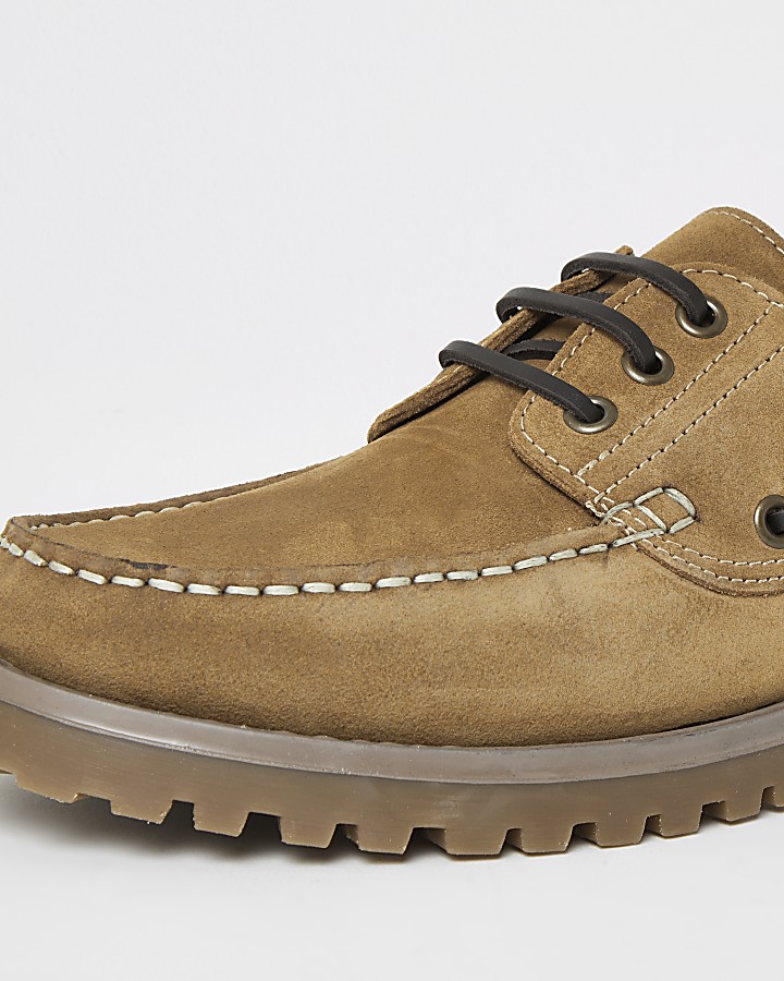 Brown suede chunky boat shoes