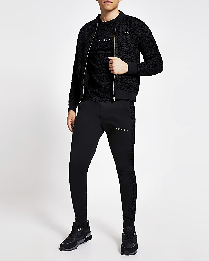 MCMLX black velour slim fit jacket