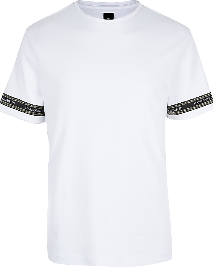 Maison Riviera white tape slim fit T-shirt
