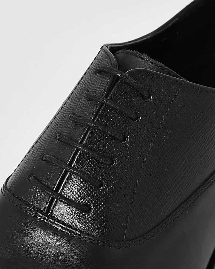 Black leather lace-up Oxford brogues