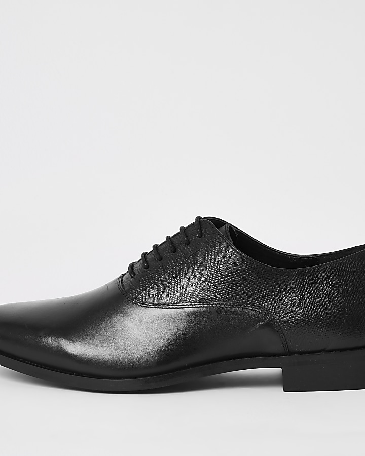 Black leather lace-up Oxford brogues
