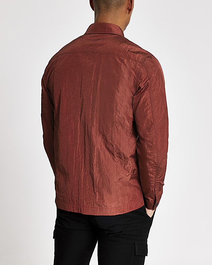 Rust long sleeve regular fit overshirt