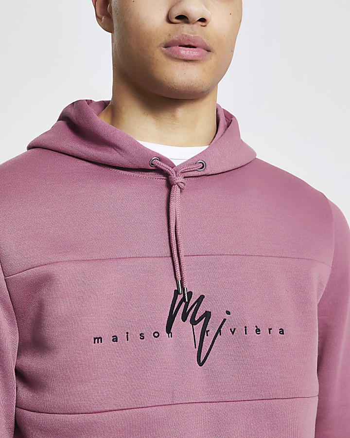 Maison Riviera pink slim fit hoodie