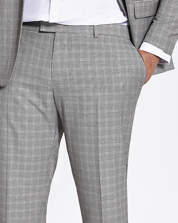 Big and Tall check skinny fit suit trousers