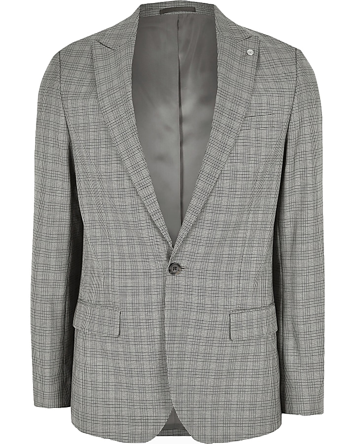 Big and Tall check skinny fit suit jacket