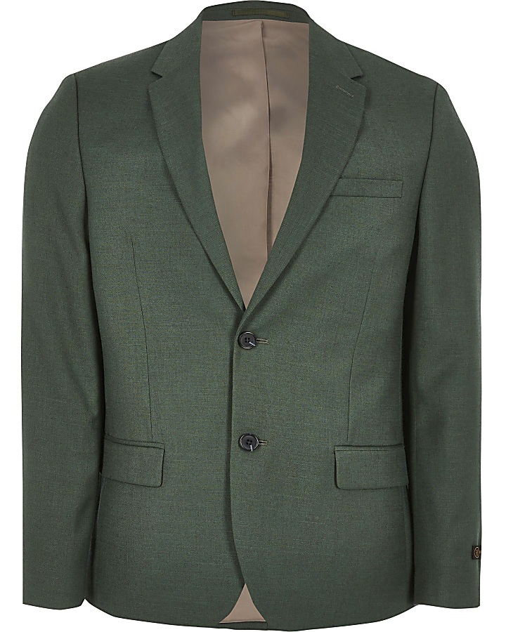 Big and Tall green skinny fit suit jacket