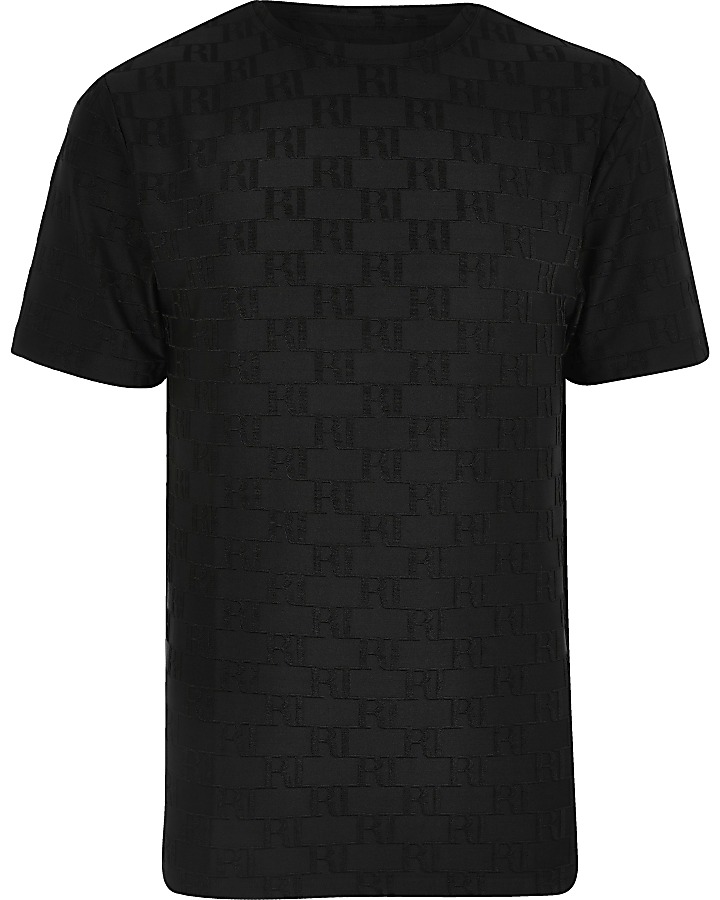 Black RI mono jacquard slim fit T-shirt