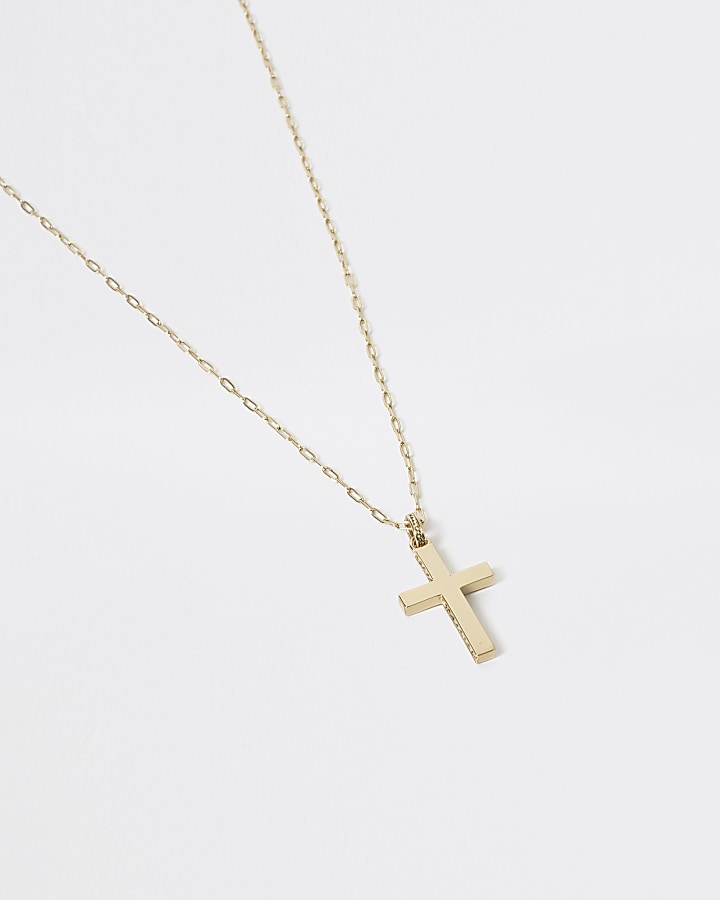 Studio gold plated cross pendant necklace