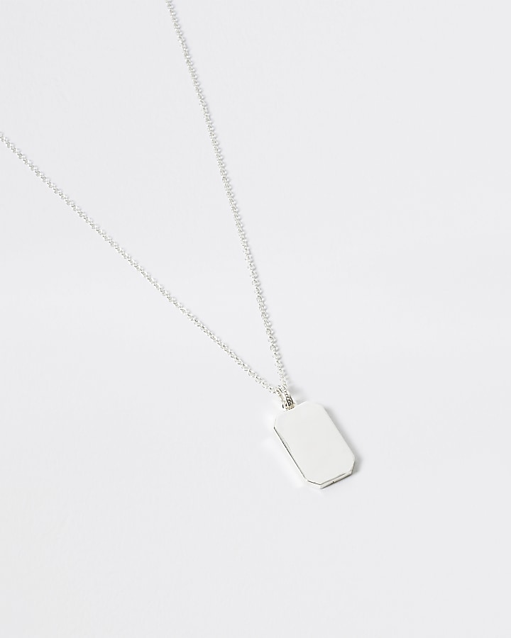 Studio silver plated dog tag necklace
