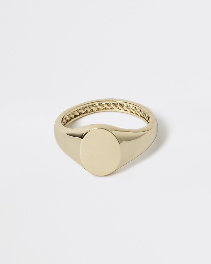 Studio gold plated signet ring
