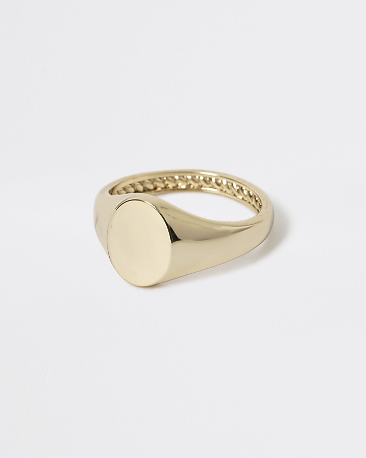 Studio gold plated signet ring