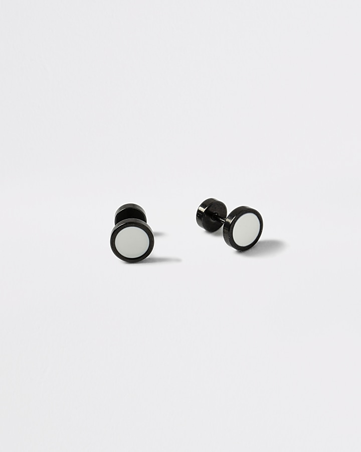 Black monochrome tunnel earrings
