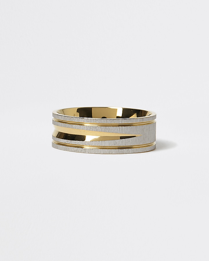 Gold and silver colour textured ring