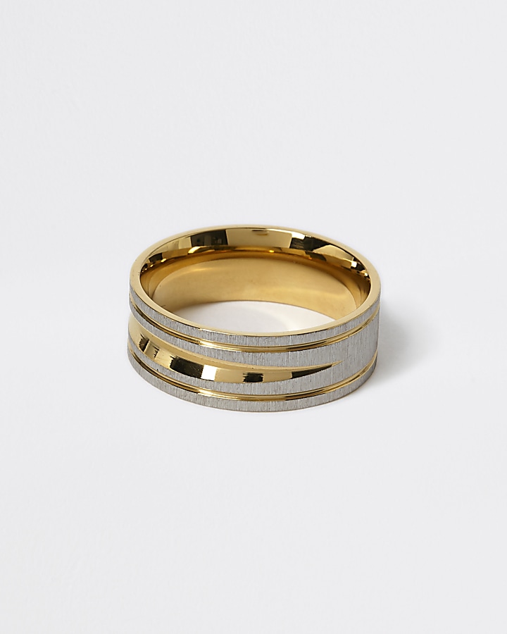 Gold and silver colour textured ring